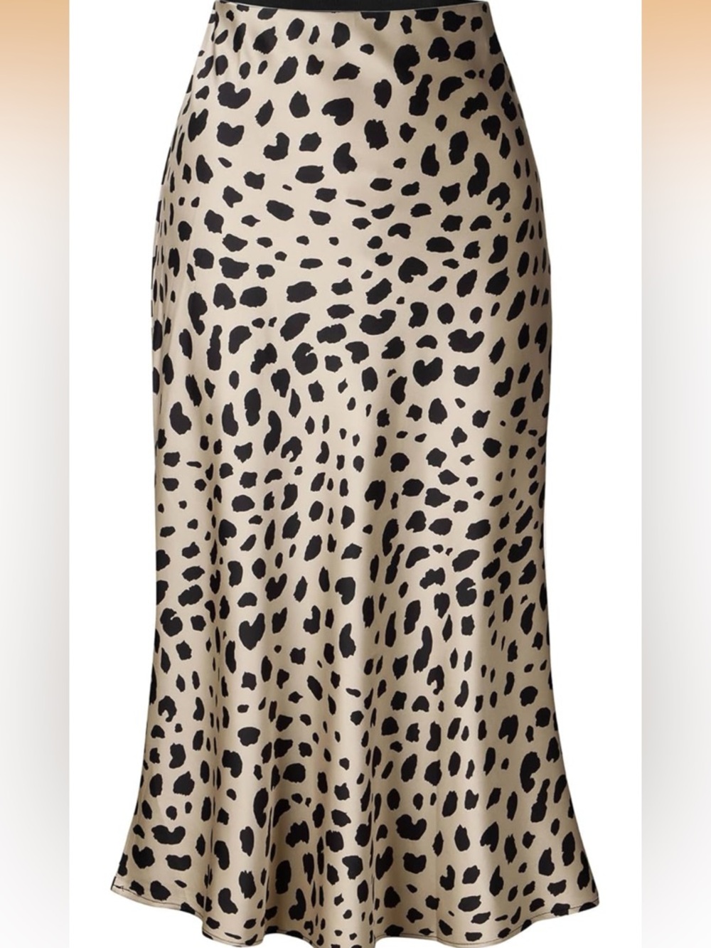 🌷 Leopard Print Bias Midi Skirt - Black on Cream